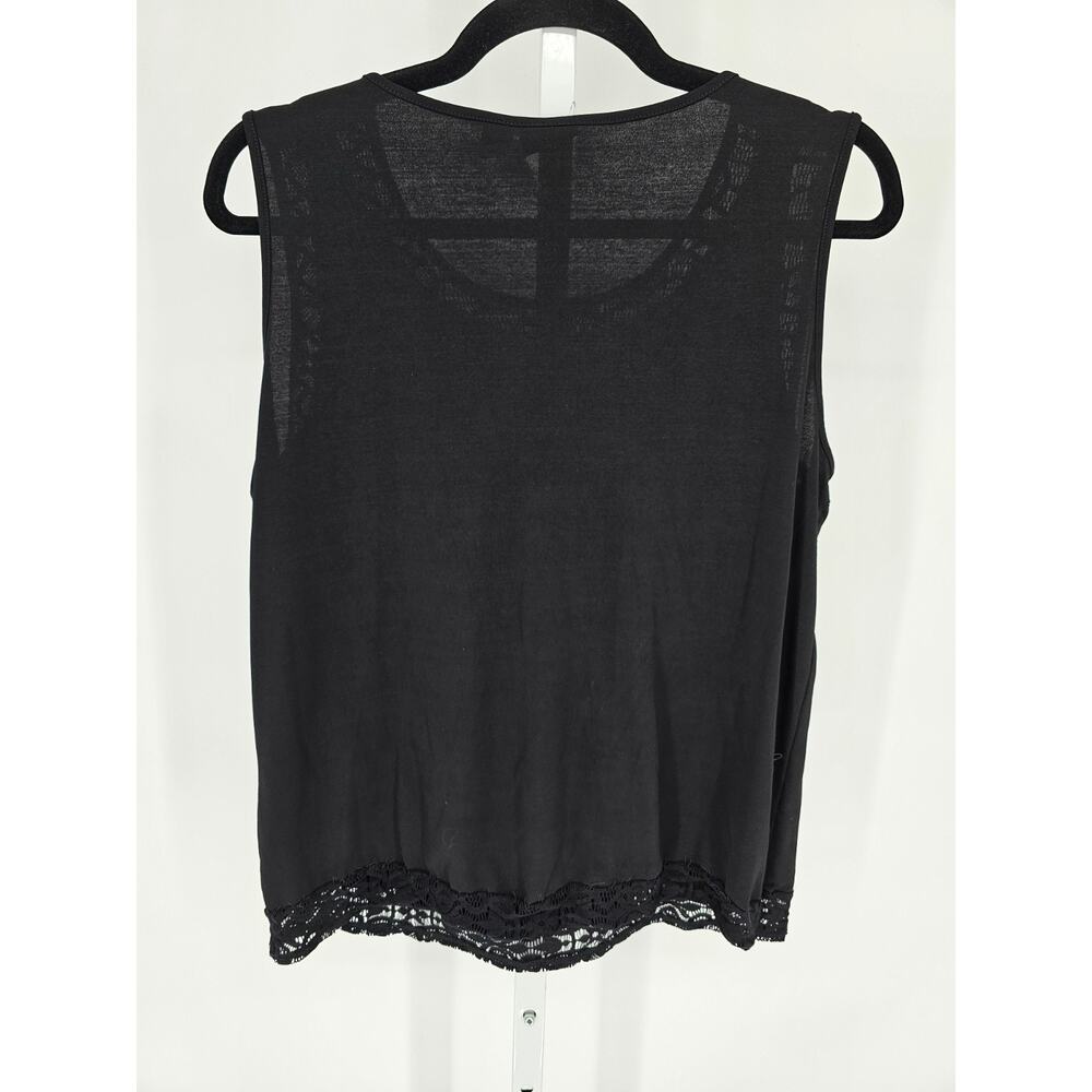 Easywear by Chicos Womens Sz 2 (L) Classic Tank Top Black. W/ Lace Trim - Picture 4 of 4
